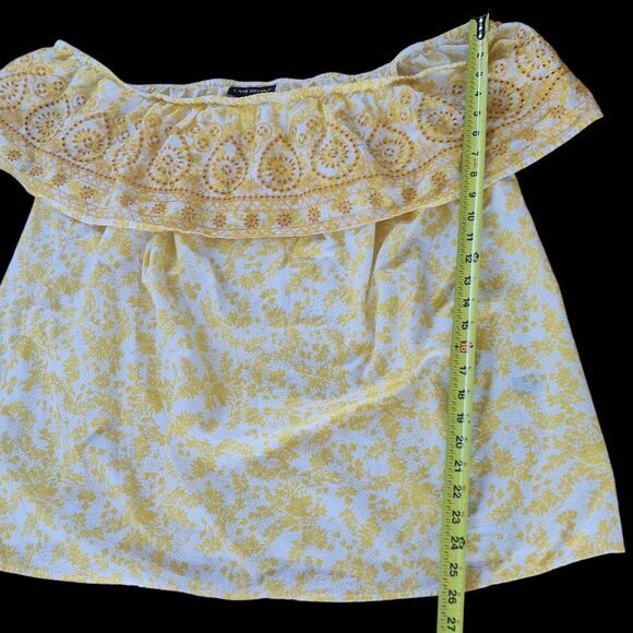Lane Bryant Embroidered Eyelet Off Shoulder Blouse Boho Goldenrod 22 24 COTTON - Picture 5 of 16